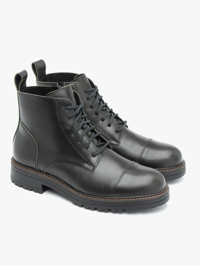 Dunkelgrüne Vollnarbenlederstiefel