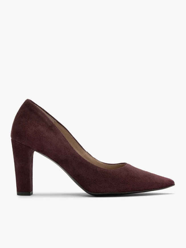 Kastanienbraune klobige Stiletto-Pumps