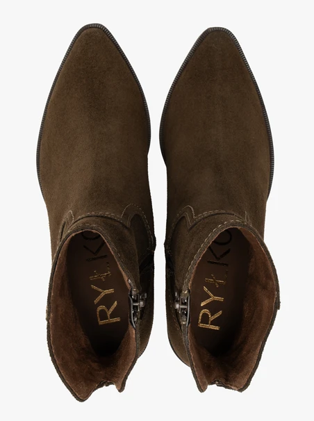 Grüne Veloursstiefel mit Stilettoabsatz