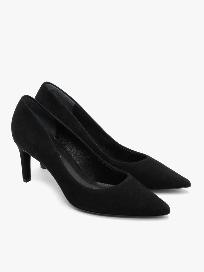 Schwarze Velours-Pumps mit Absatz