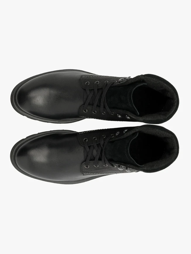 Schwarze Kombistiefel aus Leder