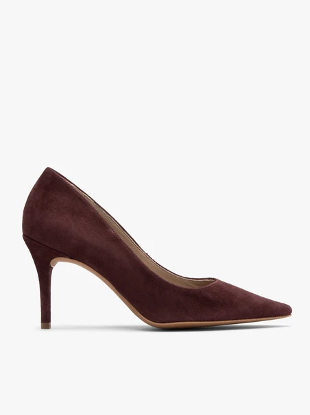 Stiletto-Pumps aus Velours in Burgunderrot