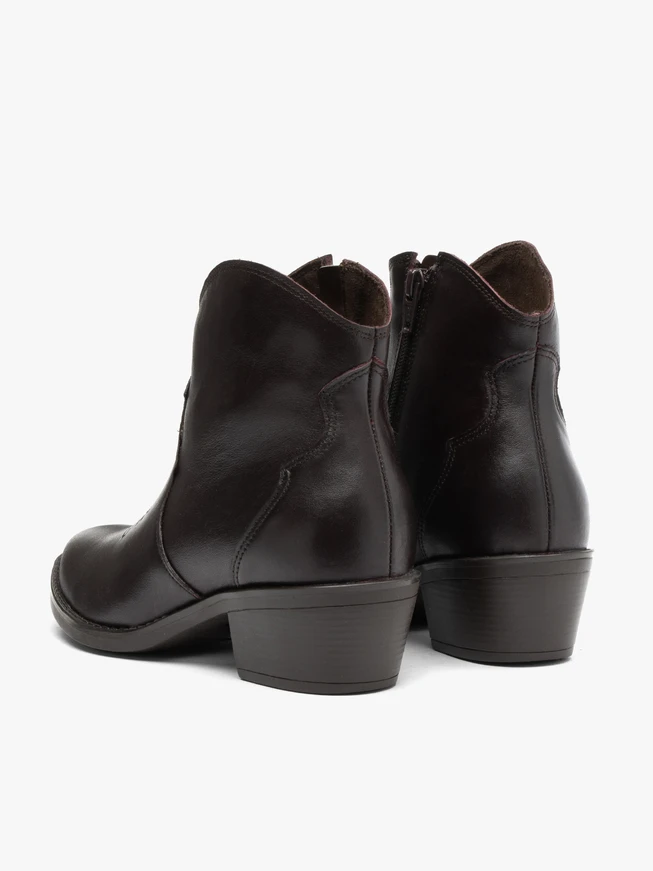 Burgundy leather cowboy ankle boots