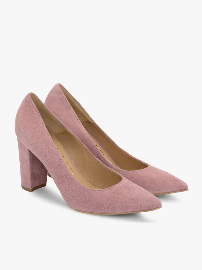 Pink block-heel pumps