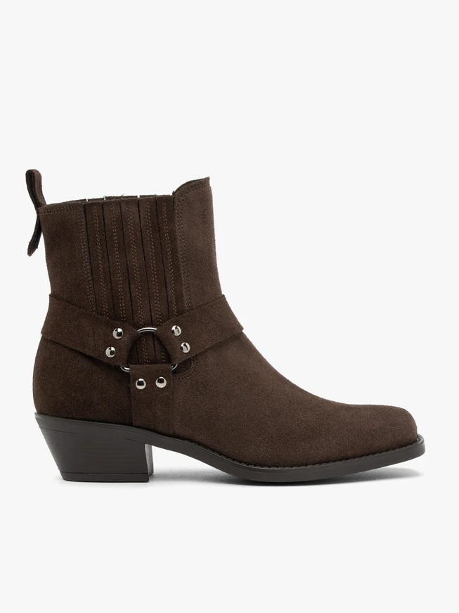 Brown biker boots – suede slip-on ankle boots