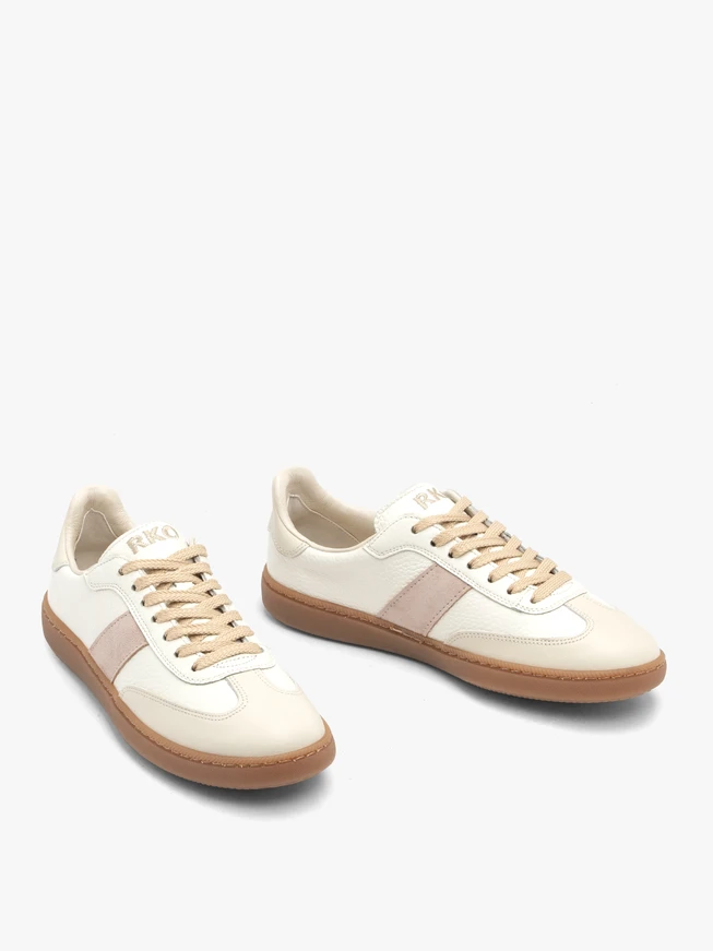 Cremefarbene Damen Schnürhalbschuhe