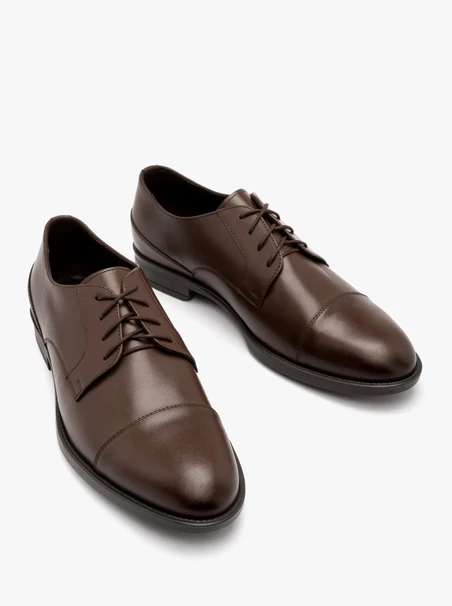 Dunkelbraune Herrenhalbschuhe mit Ziernähten