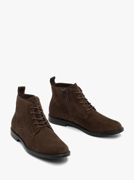 Dark brown velour ankle boots