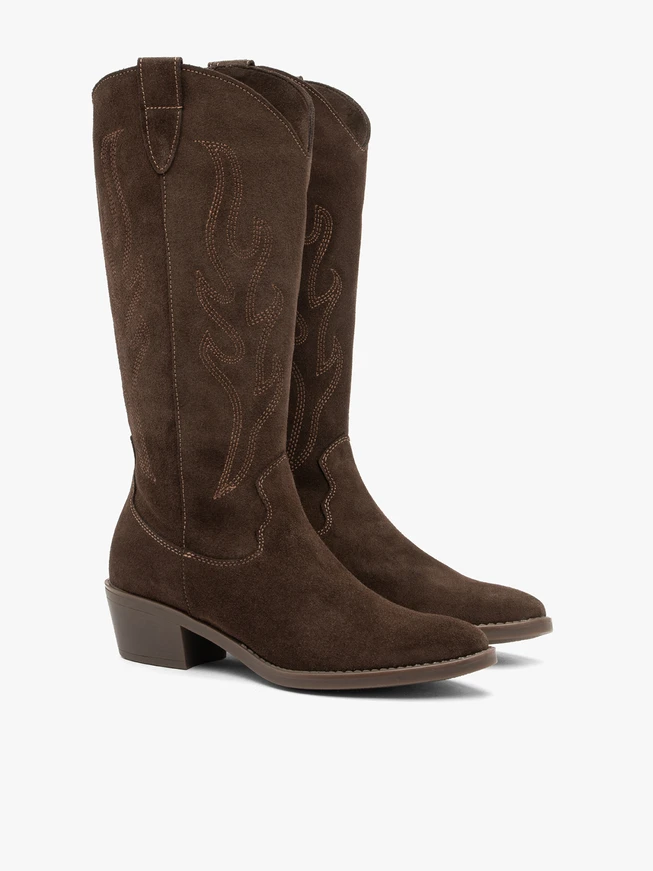 Dunkelbraune Cowboystiefel aus Leder