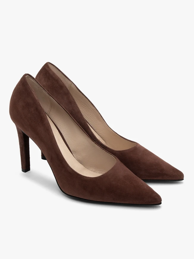 Braune hohe Stiletto-Pumps