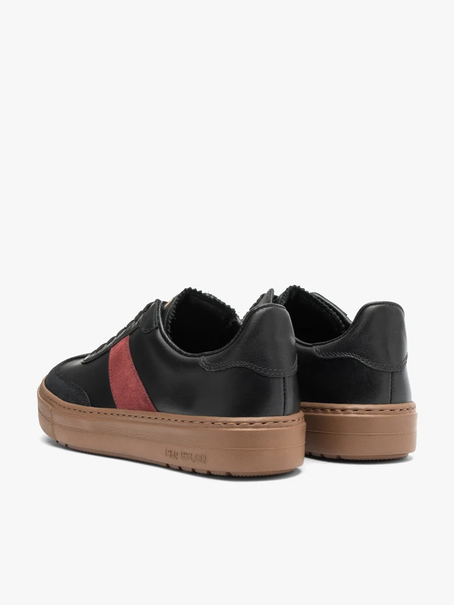 Schwarze Kombination Leder Sport Halbschuhe