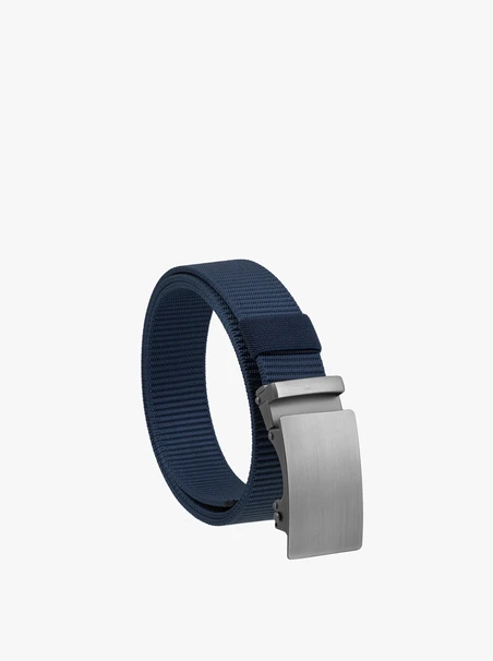 Navy men’s belt with silver buckle