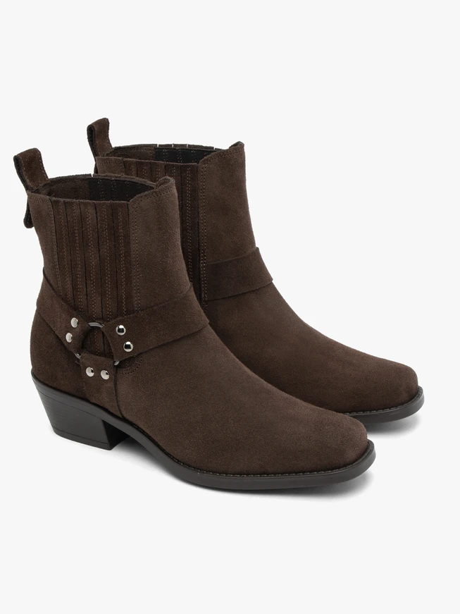 Brown biker boots – suede slip-on ankle boots