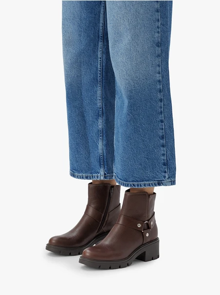 Ciemnobrązowe botki biker boots