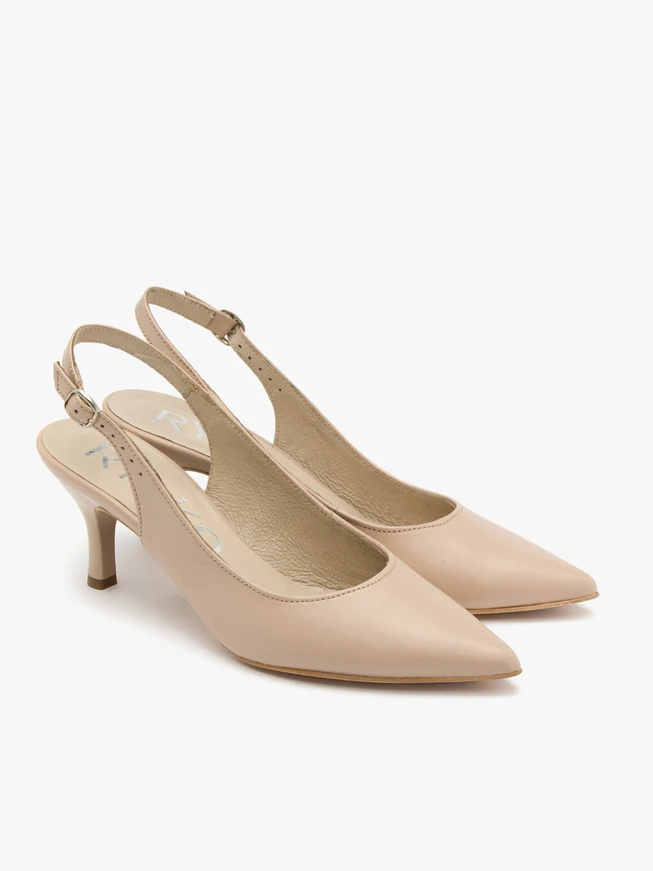Beige slingback pumps