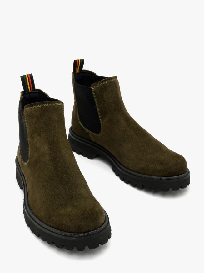 Olivfarbene Herrenslipper mit leichter Sohle