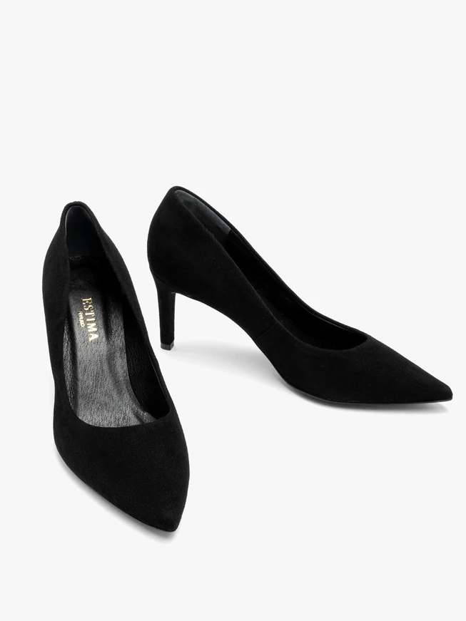 Schwarze Velours-Pumps mit Absatz