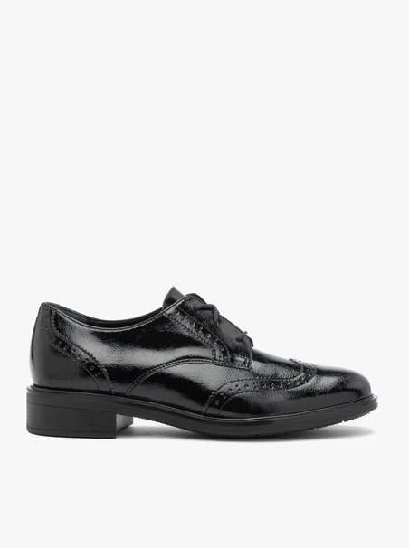 Black patent lace-up shoes