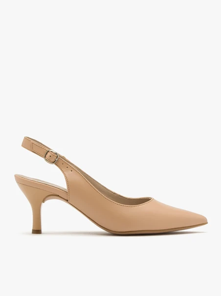 Beigefarbene Slingback-Pumps