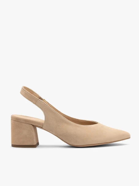 Beżowe czółenka slingback bez pięty