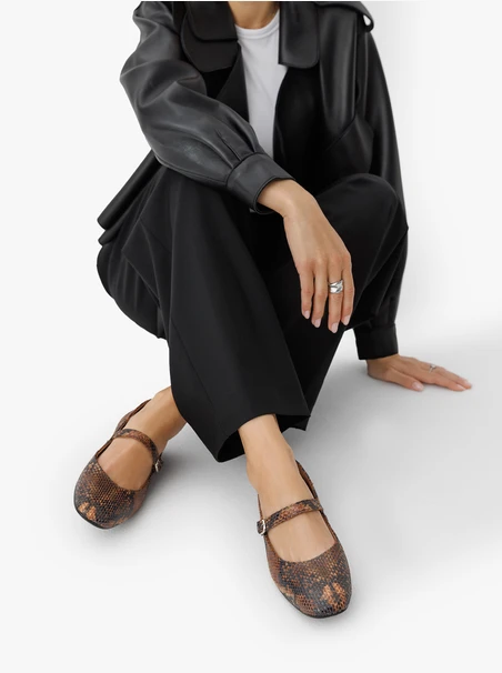 Damen-Ballerinas in Schlangenhaut-Optik