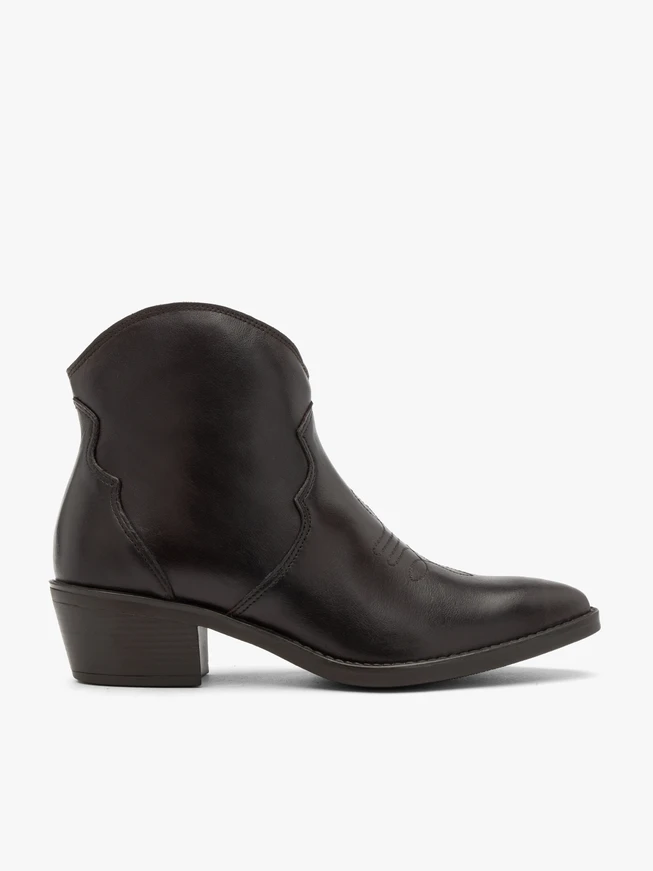 Burgundy leather cowboy ankle boots