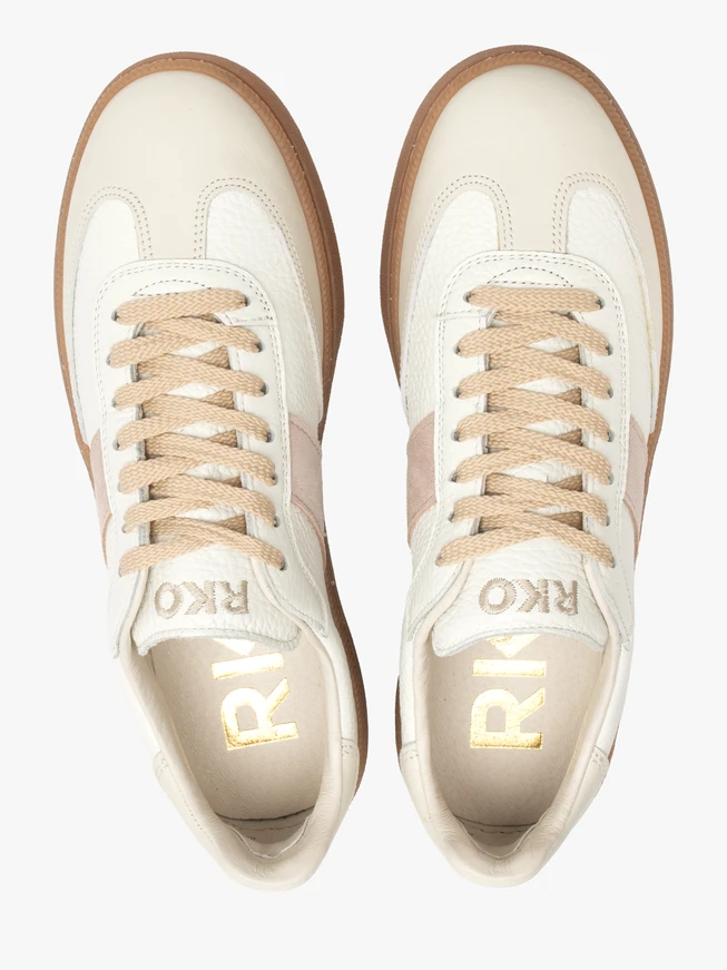 Cremefarbene Schnürhalbschuhe für Frauen