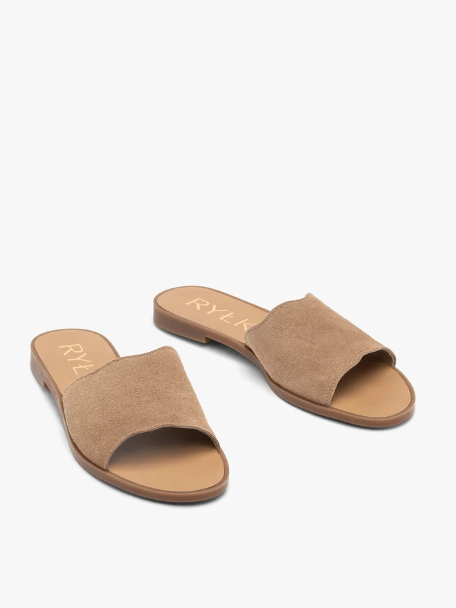 Flache Damen-Flip-Flops aus Sand