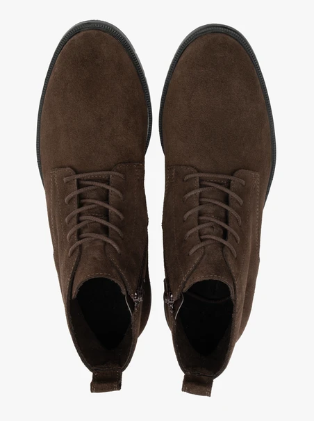 Dark brown velour ankle boots