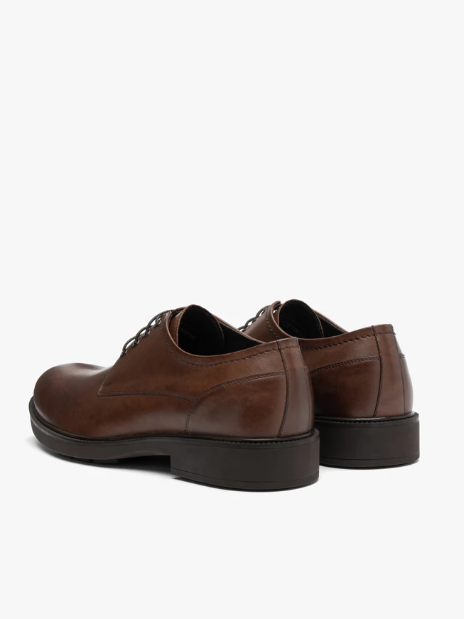 Dark Brown Leather Men’s Lace-Up Shoes Classic Elegant