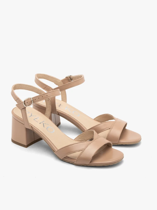 Beige block-heel sandals
