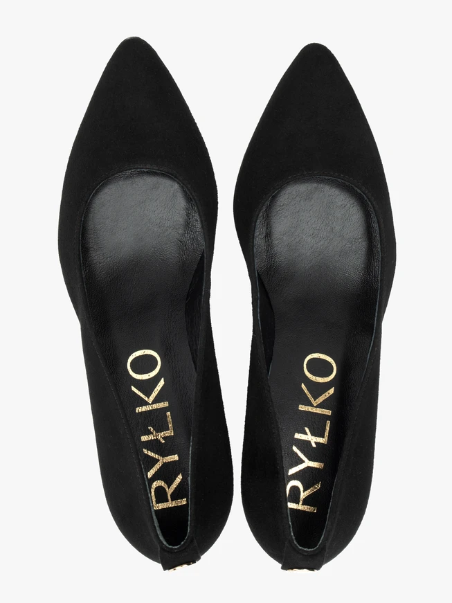 Schwarze Velours-Pumps