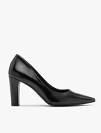 Schwarze Pumps mit klobigem Stilettoabsatz
