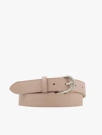 Beige women’s belt with silver buckle