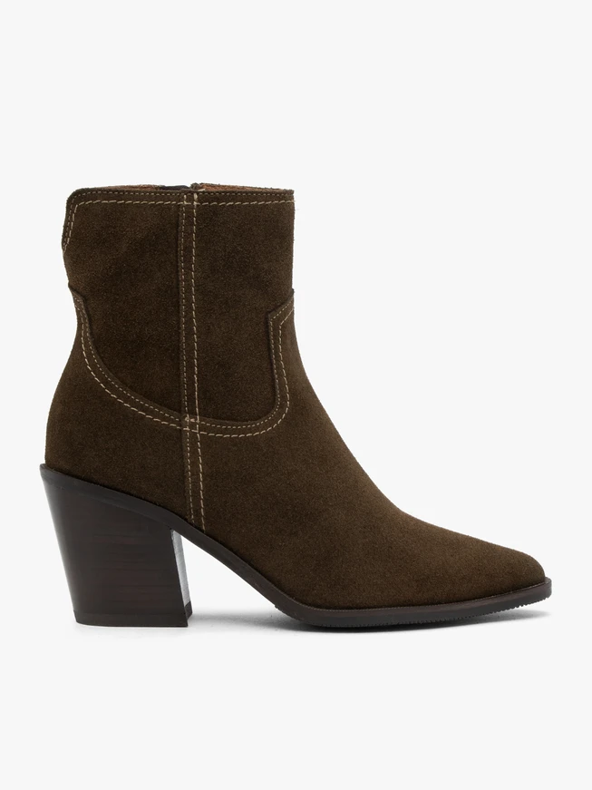 Grüne Veloursstiefel mit Stilettoabsatz