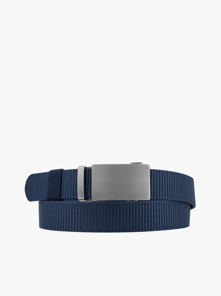 Navy men’s belt with silver buckle
