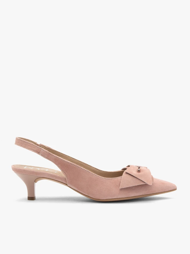 Rosa Damen Slingback-Pumps ohne Absatz mit Schleife