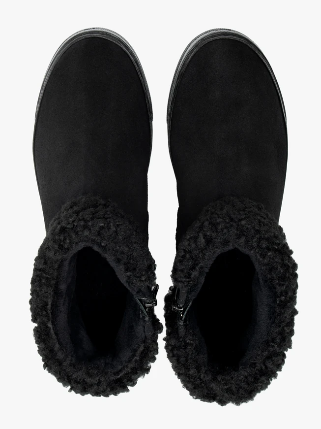 Schwarze Schneestiefel mit Fell