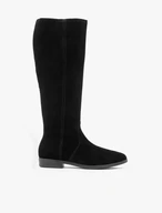 Flache Stiefel aus schwarzem Veloursleder