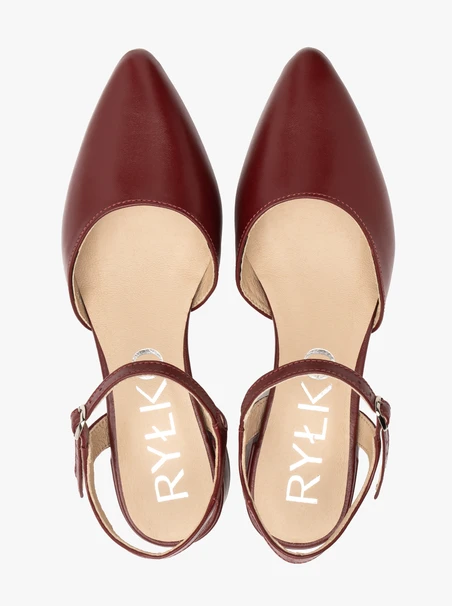 Kastanienbraune Damen Slingback-Pumps ohne Absatz