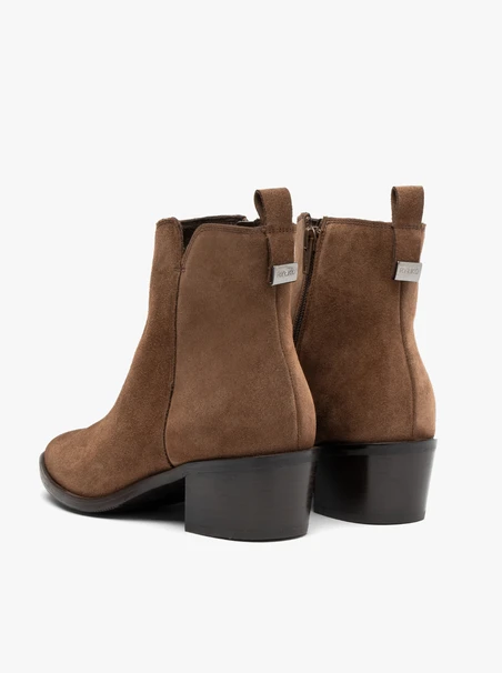 Brown suede ankle boots