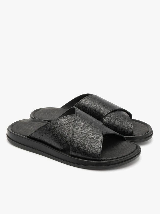 Schwarze Herren-Flip-Flops mit geprägtem Logo