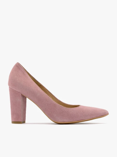 Pink block-heel pumps