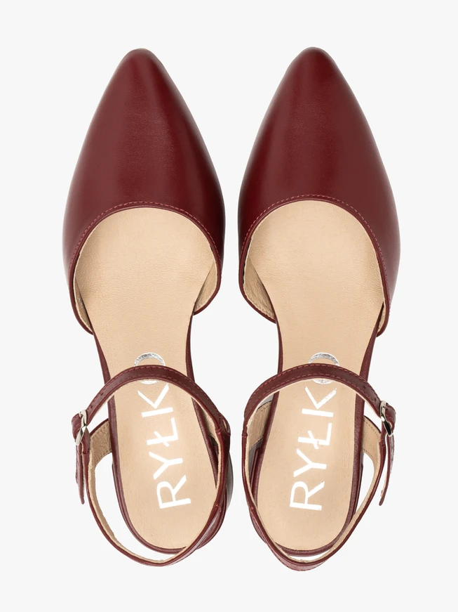 Kastanienbraune Damen Slingback-Pumps ohne Absatz