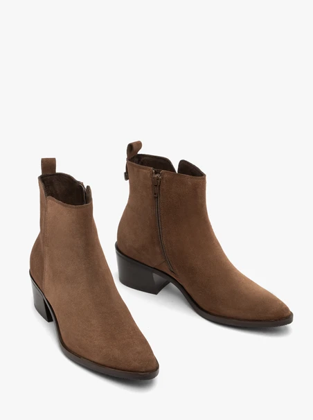 Brown suede ankle boots