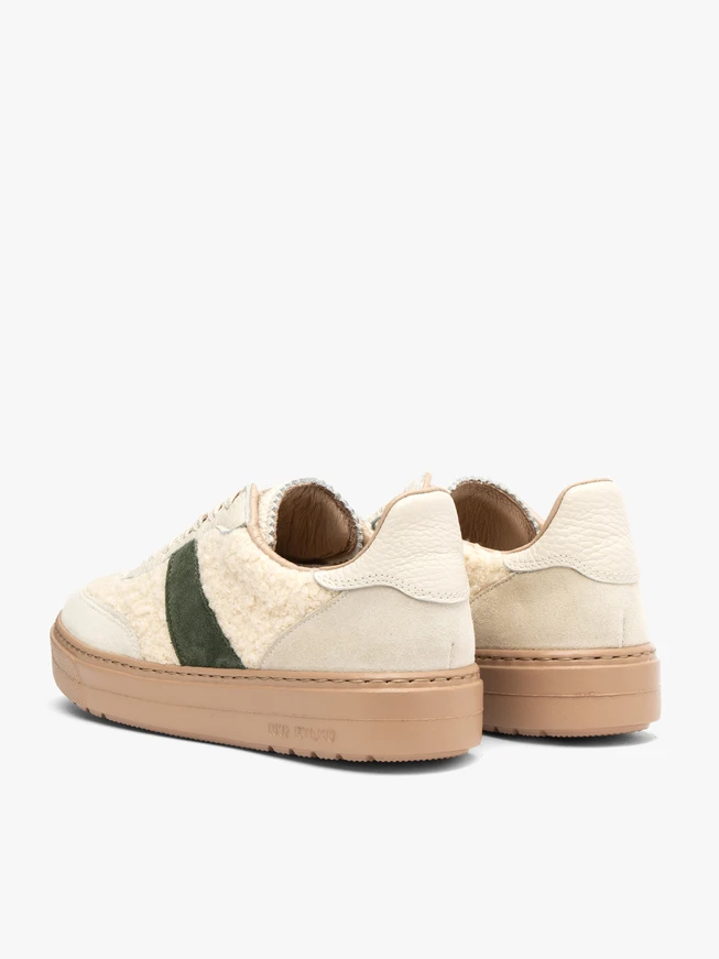 Cream lace-up women's sneakers