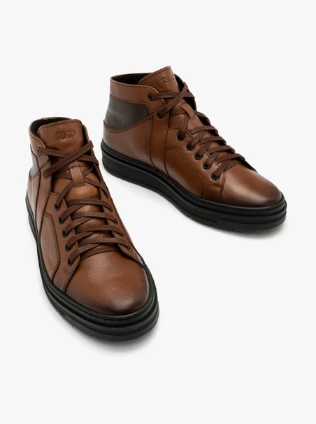 Brown boots with lightweight sole