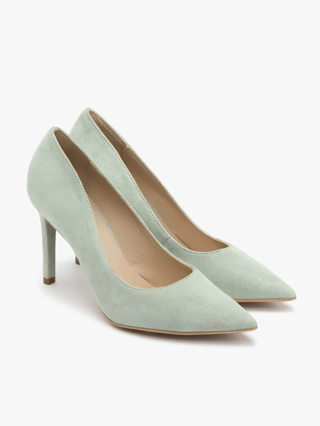 Minzfarbene hohe Stiletto-Pumps