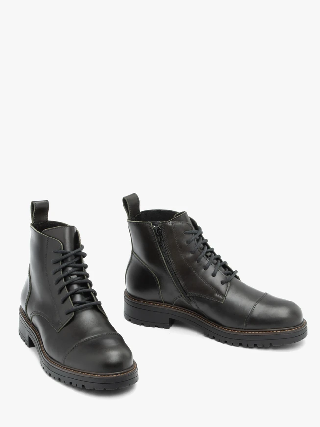 Dunkelgrüne Vollnarbenlederstiefel