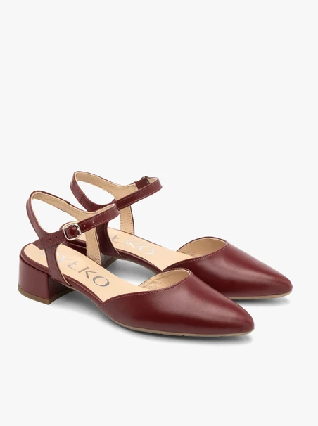 Kastanienbraune Damen Slingback-Pumps ohne Absatz